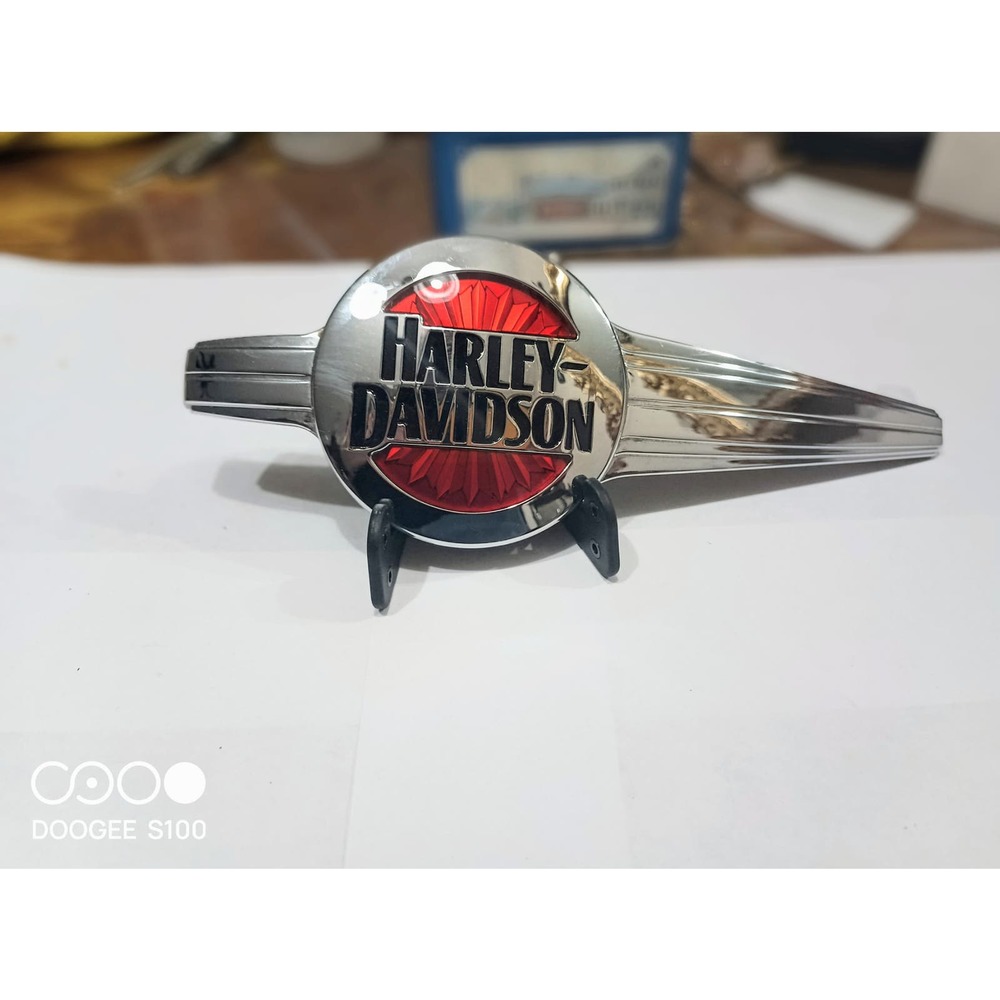 Harley Softail Tank Emblem Chrome, Red And Black Left Side 14100750